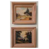 Pair framed wall art on boards