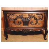 Fancy Flower Basket Carved 2-Drawer Lowboy