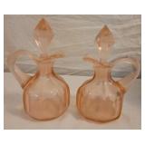 Pink oil and vinegar cruets