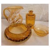 4 Pc vintage amber glass