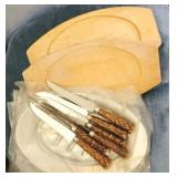 Vintage steak knives & trays