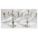 Sheffield pair 5 lite silver 16" tall candelabra