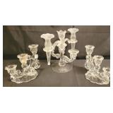 3 Cambridge Crystal 3-light candle stick holders
