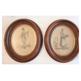 Pair of Oval Walnut Shadow Box Frames