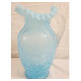 Blue Opalescent Spanish Lace Pitcher