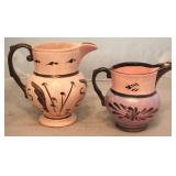 2 Vintage lustre pitchers - 6" & 5"