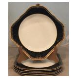 6 Kokura Ware Japan cobalt edge 8" plates