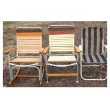 3 Vintage aluminum folding chairs