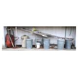 Group of trash cans, ladder & etc