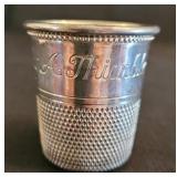 Thimble Shot Cup, engraved "Only a Thimble Full"