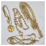 4 Costume Gold-Tone Necklaces