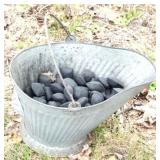 Galvanized coal bucket with coal