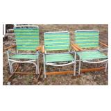 3 Vintage aluminum folding chairs