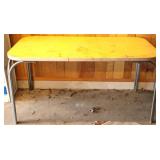 Mid century chrome & yellow table w/ leaf