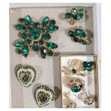 Group Lot of Faux Emerald Costume Jewelry
