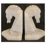 Pair of Agate Art Deco Horse Bookends