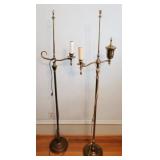 Two brass floor lamps
