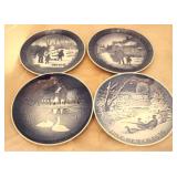 4 Copenhagen blue & white 7.25" plates