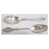 2 Sterling 8.5" large serving spoons, L L Mason