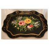 Vintage tole ware metal tray - 19 x 18