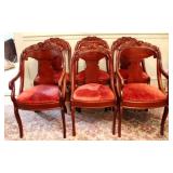6 Carlton McLendon rose carved dining chairs
