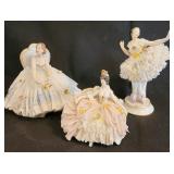 3 Vintage Dresden Figurines AS IS - chips & losses