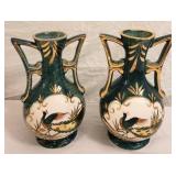 Pair of Japan 7" Vases w/ Birds