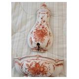 Italian 3-piece porcelain wall urn