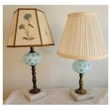Two Blue Thumbprint lamps