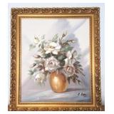 Framed Floral Oil on Canvas, artist signed