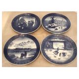 4 Copenhagen blue & white 7.25" plates
