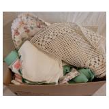 Box lot of vintage linens