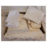 Box lot of vintage linens