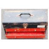 Metal tool box with contents - 11 x 21 x 9