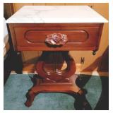 Carlton McLendon Marble top Rose Carved Table