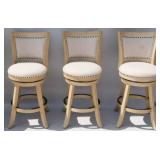 Set of 3 swivel top stools, nail head trim