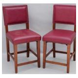 2 Powell counter stools in burgundy