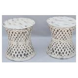Woven strap metal round end tables