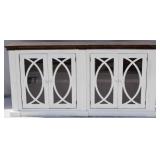 Painted 4 door console with dark stain top