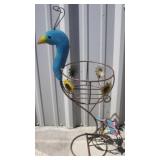 Metal Peacock Planter - 31" tall