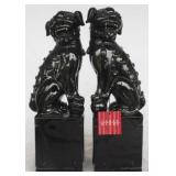 2 pc. Set of Black Three Hands Foo Dogs