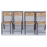 4 Iron & wooden dining chairs