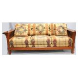 Bassett mission style oak sofa, great upholstery