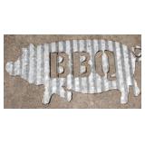 Galvanized Metal BBQ Pig Sign