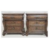 Pair Home Insights heavily carved bedside stands