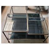 Metal tiered table with glass tops - 20 x 31 x 31