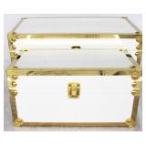 2 pc. Set of White Three Hands Wood Boxes