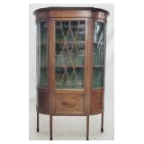 English inlaid curved glass curio
