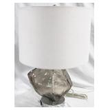 Smoked Glass/Marble Base Lamp w/ USB Outlet