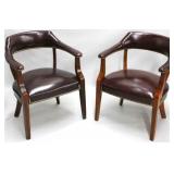 Matched pair vintage arm chairs, nail head trim